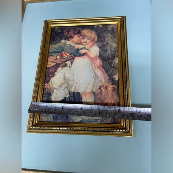 VINTAGE Gold wood framed ART print Fred Morgan “OVER THE GARDEN WALL” pears soap - Picture 6 of 11